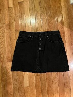 Madewell Frisco Rigid Denim Black A Line Mini Skirt